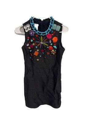 Moschino Cheap and Chic Embellished Black Sleeveless Mini Dress